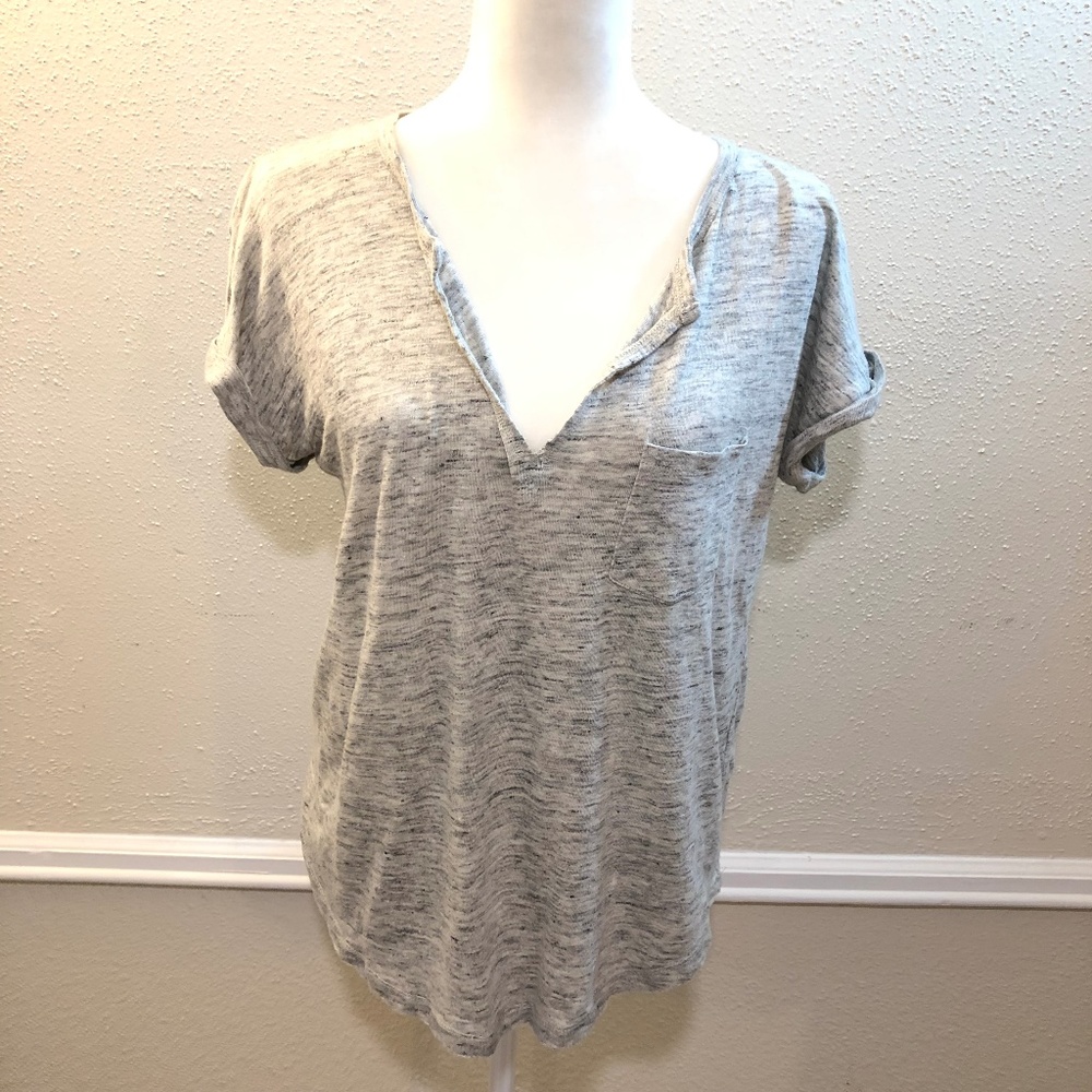 Madewell V neck Textured Top Small